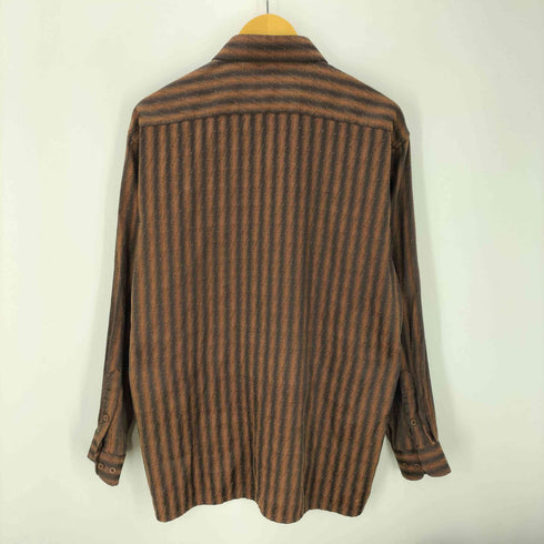 CARNABY コットン ポリ 総柄 波状 ストライプ L/S シャイニー シャツ メンズ import:L
