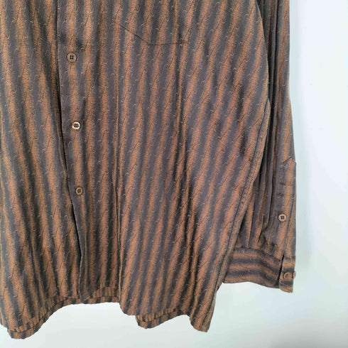 CARNABY コットン ポリ 総柄 波状 ストライプ L/S シャイニー シャツ メンズ import:L