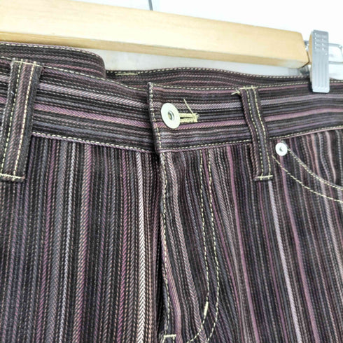 バーバリーブラックレーベル BURBERRY BLACK LABEL ホースロゴ刺繍 ストライプ コーデュロイストレートパンツ レディース 73