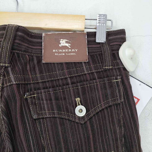 バーバリーブラックレーベル BURBERRY BLACK LABEL ホースロゴ刺繍 ストライプ コーデュロイストレートパンツ レディース 73