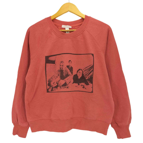 JUST BEボディ バンド アーティストフォトプリント 裏起毛 クルーネック スウェット メンズ import:M