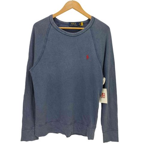 ポロラルフローレン POLO RALPH LAUREN ポニー 刺繍 ガーメントダイ ラグラン スリーブ クルーネック スウェット メンズ import:S