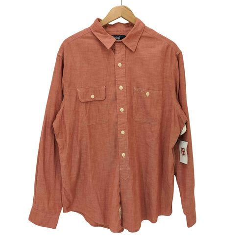 ポロバイラルフローレン Polo by RALPH LAUREN 90S チンストラップ ガチャポケ マチ付き ピンク シャンブレー ワーク シャツ メンズ import:XL
