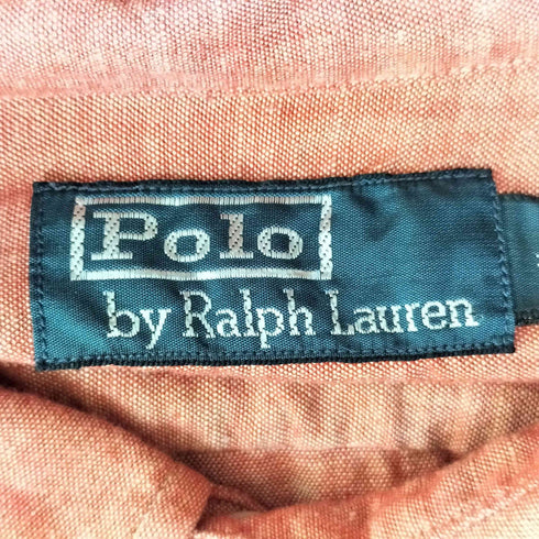 ポロバイラルフローレン Polo by RALPH LAUREN 90S チンストラップ ガチャポケ マチ付き ピンク シャンブレー ワーク シャツ メンズ import:XL