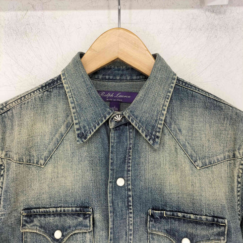ラルフローレンパープルレーベル RALPH LAUREN PURPLE LABEL デニムウエスタンシャツ コンチョボタン スナップボタン デニム 長袖シャツ レディース 2