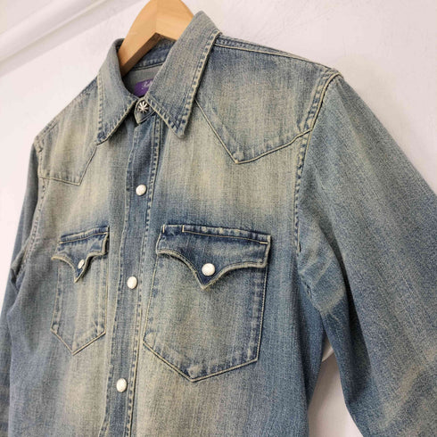 ラルフローレンパープルレーベル RALPH LAUREN PURPLE LABEL デニムウエスタンシャツ コンチョボタン スナップボタン デニム 長袖シャツ レディース 2