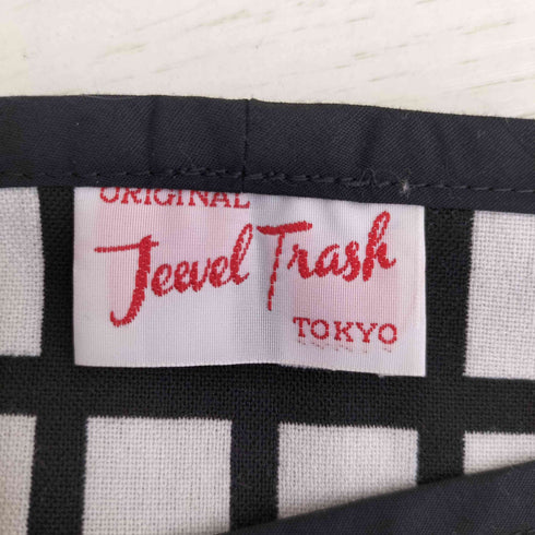 jewel trash ブロックチェック ボートネック ミドル 半袖 ワンピース レディース