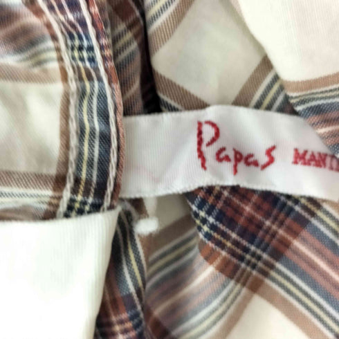 パパス papas シェルボタン フラップポケット チェック レギュラーカラー L/S シャツ メンズ JPN:L