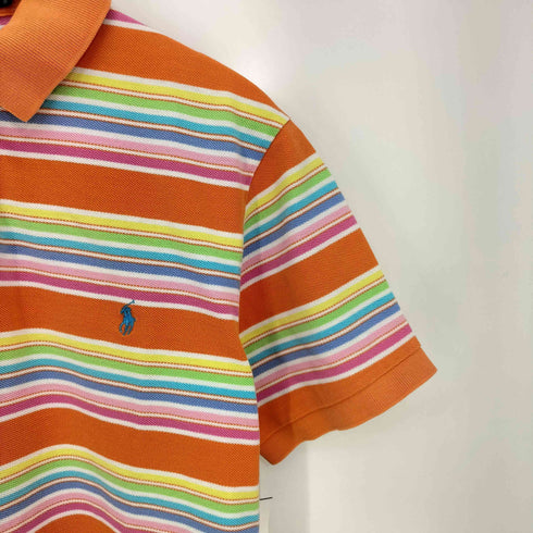 ポロバイラルフローレン Polo by RALPH LAUREN 90-00s CUSTOM FIT ポニー刺繍 マルチカラーボーダー 半袖ポロシャツ メンズ import:L