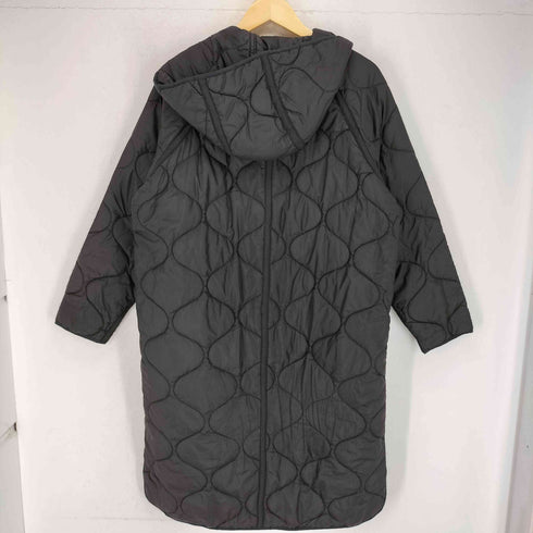 ザラ ZARA フーデッド ダブルジップ キルティング ロングコート レディース M
