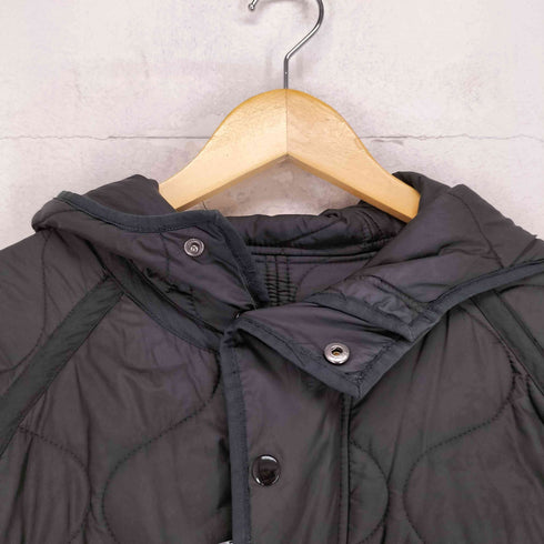 ザラ ZARA フーデッド ダブルジップ キルティング ロングコート レディース M
