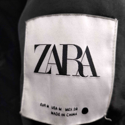 ザラ ZARA フーデッド ダブルジップ キルティング ロングコート レディース M
