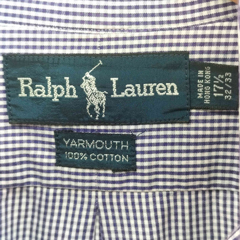 ラルフローレン RALPH LAUREN 90S YARMOUTH ボタンダウン ポニー刺繍 L/S ギンガムチェック シャツ メンズ 32/33