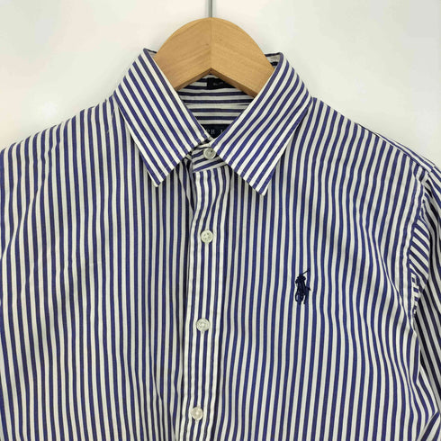 ラルフローレン RALPH LAUREN SLIM FIT ポニー刺繍 ラウンドヘム ストライプ 長袖 シャツ レディース US:4