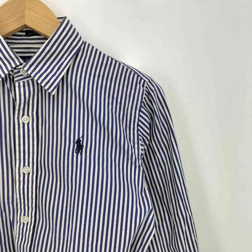 ラルフローレン RALPH LAUREN SLIM FIT ポニー刺繍 ラウンドヘム ストライプ 長袖 シャツ レディース US:4