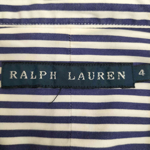 ラルフローレン RALPH LAUREN SLIM FIT ポニー刺繍 ラウンドヘム ストライプ 長袖 シャツ レディース US:4