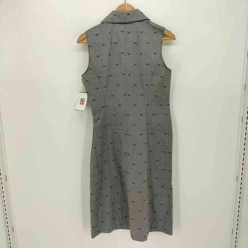 バーバリーロンドン BURBERRY LONDON 総柄 ホースロゴ シェルボタン ノースリーブ シャツ ワンピース レディース EUR:42