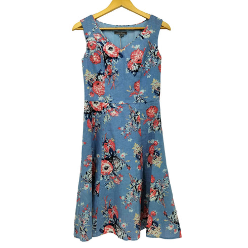 ローラアシュレイ LAURA ASHLEY コットンリネン ノースリーブ 花柄 ワンピース レディース 7