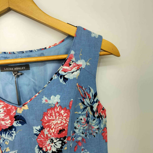 ローラアシュレイ LAURA ASHLEY コットンリネン ノースリーブ 花柄 ワンピース レディース 7