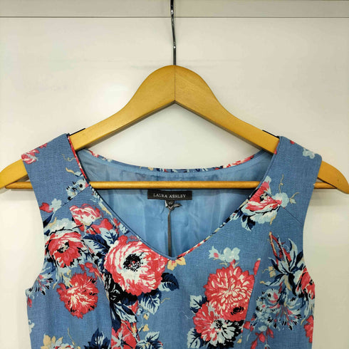 ローラアシュレイ LAURA ASHLEY コットンリネン ノースリーブ 花柄 ワンピース レディース 7