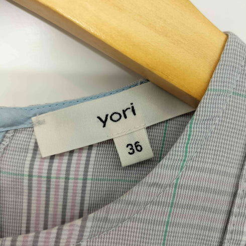 ヨリ yori グレンチェック サイドリボン ブラウス レディース JPN:36
