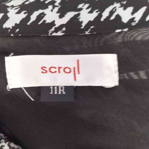 SCROLL 総柄 シアーフリルシャツブラウス レディース JPN:11号