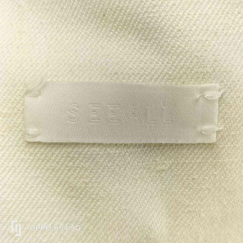 シーオール SEEALL シルクリネンノーカラーストライプテーラードジャケット レディース JPN:2