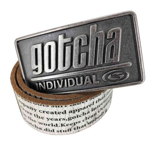 ガッチャ GOTCHA バックルロゴ 総柄レザーベルト メンズ