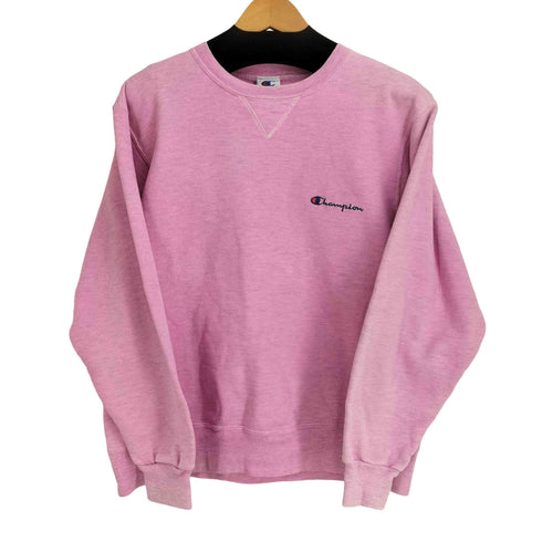 チャンピオン Champion 90-00S メキシコ製 青刺繍タグ スクリプトロゴ 刺繍 前V ガゼット クルーネック スウェット レディース import:M