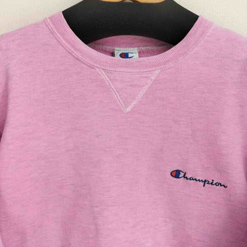 チャンピオン Champion 90-00S メキシコ製 青刺繍タグ スクリプトロゴ 刺繍 前V ガゼット クルーネック スウェット レディース import:M