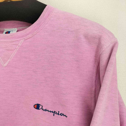 チャンピオン Champion 90-00S メキシコ製 青刺繍タグ スクリプトロゴ 刺繍 前V ガゼット クルーネック スウェット レディース import:M