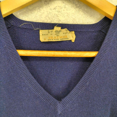ブリーマー BRAEMAR PURE CASHMERE カシミヤ Vネックニット メンズ 40