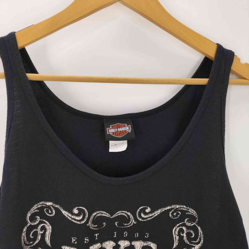 ハーレーダビッドソン HARLEY-DAVIDSON 90-00S OLD サイドデザイン ラメプリント タンクトップ Y2K レディース import:L
