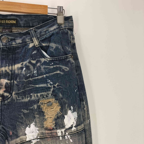 GS-115 DENIM 90-00S ペイント ダメージ カスタム ローライズ バイカー デニム パンツ Y2K レディース 18