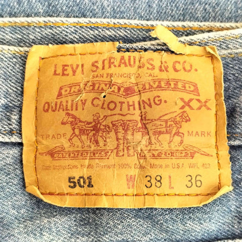 リーバイス Levis 90s USA製 ボタン555裏刻印 501 ボタンフライ デニム パンツ メンズ W38