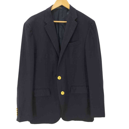 ポロラルフローレン POLO RALPH LAUREN 現行タグ MADE IN ITALY イタリア製 CUSTOM FIT ウール シングル テーラードジャケット 紺ブレ ブレザー 金ボタン メンズ 42R