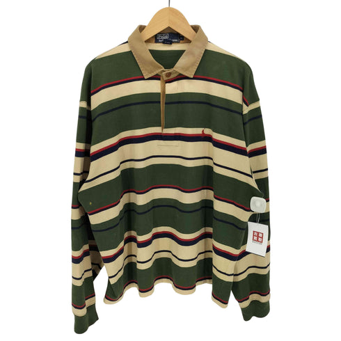 ポロバイラルフローレン Polo by RALPH LAUREN ポニー刺繍 マルチボーダー 長袖 ラガーシャツ メンズ import:XL