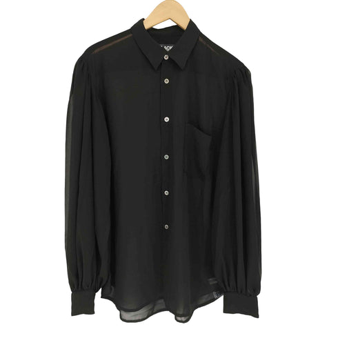 ブラックコムデギャルソン BLACK COMME des GARCONS AD2020 21SS Gathered sleeve see-through blouse レディース L