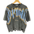 ザラ ZARA ワッフル生地 プリント ダメージ加工 クルーネック Tシャツ メンズ import:M