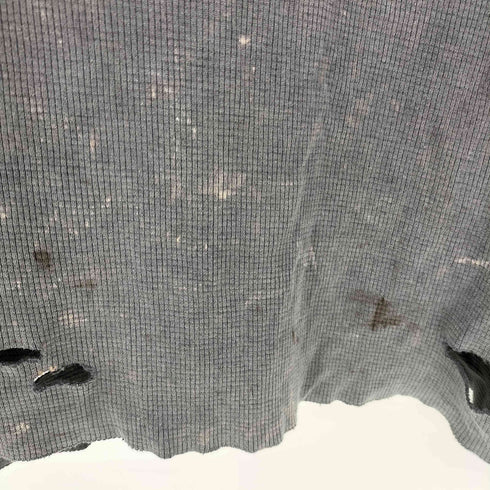 ザラ ZARA ワッフル生地 プリント ダメージ加工 クルーネック Tシャツ メンズ import:M