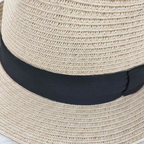 ニューエラ NEW ERA グログランバンド ナチュラルペーパーロープ シルバーピン トリルビーハット メンズ L