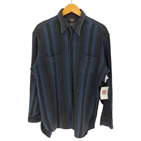 ダブルアールエルラルフローレン RRL RALPH LAUREN 90S 三ツ星黒タグ ダブルポケット 猫目ボタン レギュラーカラー L/S ジャガード ストライプ シャツ メンズ import:S