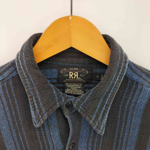 ダブルアールエルラルフローレン RRL RALPH LAUREN 90S 三ツ星黒タグ ダブルポケット 猫目ボタン レギュラーカラー L/S ジャガード ストライプ シャツ メンズ import:S
