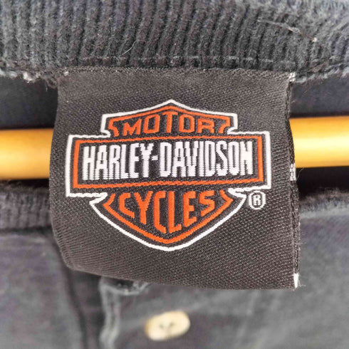 ハーレーダビッドソン HARLEY-DAVIDSON 00S ワンポイントロゴ モーターサイクル コットン ヘンリーネック Tシャツ メンズ import:XL