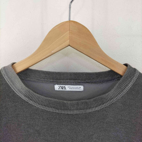 ザラ ZARA スプレープリント カットオフクルーネックTシャツ メンズ import:S