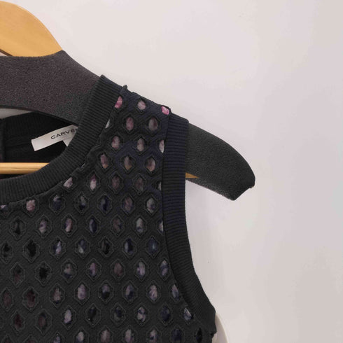 カルヴェン CARVEN メッシュデザイン ノースリーブワンピース レディース S
