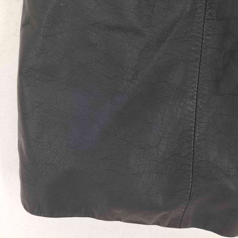 cow leather 襟ファー 比翼ロングコート レディース FREE