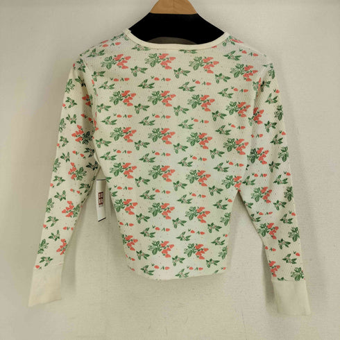 ヘルスニット Healthknit 80S USA製 花柄 クルーネック サーマル L/S Tシャツ レディース import:M