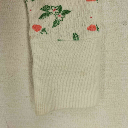 ヘルスニット Healthknit 80S USA製 花柄 クルーネック サーマル L/S Tシャツ レディース import:M