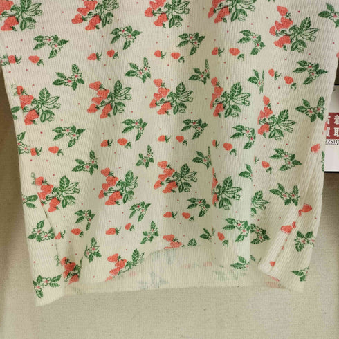 ヘルスニット Healthknit 80S USA製 花柄 クルーネック サーマル L/S Tシャツ レディース import:M